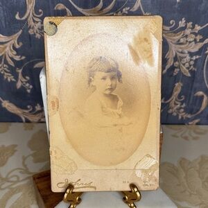 Antique Sepia-Toned Small Child Girl Portrait on Cabinet Card